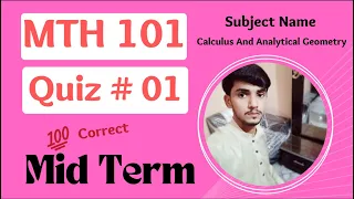 MTH101 Midterm Quiz No 1 | MTH101 Calculus And Analytical Geometry | MTH101 Quiz spring 2022