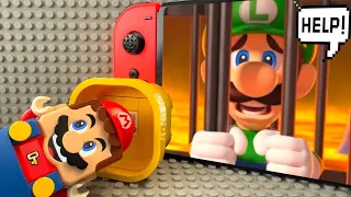 Lego Mario enters the Nintendo Switch to save Luigi from Bowser! Super Mario Odyssey Story