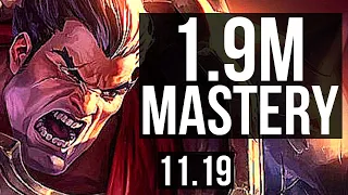 DARIUS vs YORICK (TOP) | 1.9M mastery, 6/1/4, 300+ games | BR Master | v11.19