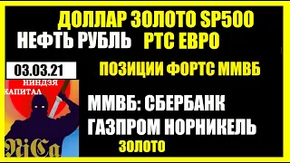 03.03.Курс ДОЛЛАРА на сегодня.Золото. SP500.НЕФТЬ.РТС. Рубль.Евро.ММВБ.Сбербанк. Газпром.Норникель.