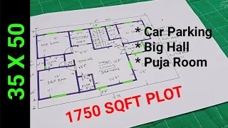 35 x 50 3 bhk house plan with car parking | 35 x 50 ghar ka naksha | 35 x 50 home design