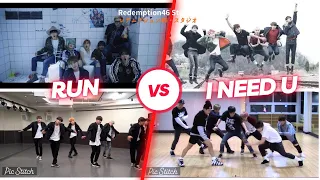 CHOREO BATTLE - BTS (방탄소년단) 'RUN'  VS BTS (방탄소년단) 'I NEED U' & Try Treats