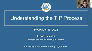 Transportation Improvement Program (TIP) How-To Presentation: November 17, 2022