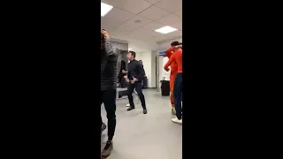 Tottenham dressing room celebrations after Champions League win