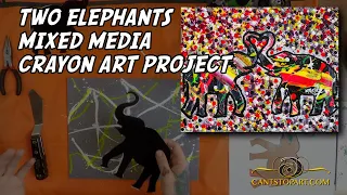 Two Elephants - Mixed Media Crayon Art Project | Cant Stop Art