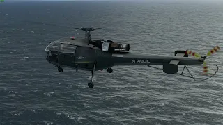 Alouette III helicopter, platform to platform transfer; MSFS.