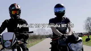 Yamaha MT 125 VS. Aprilia SX 125 Drag Race | Soundcheck/acceleration