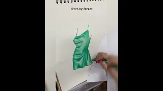 tutorial of coloring shiny satin fabric with markers and colored pencils