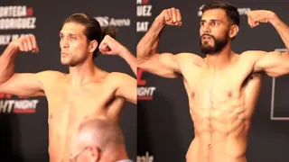 UFC Long Island weigh in Yair Rodriguez vs Brian Ortega & li jingliang vs Muslim Salikhov face off