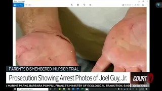 Arrest photos of Joel Guy Jr. show injuries to his hands