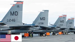 USAF. Powerful F-15E Strike Eagle fighters during joint exercises in Japan.