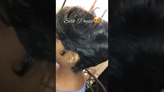 Silk Press on Short Hair🔥#shortvideos #silkpressonnaturalhair #silkpress