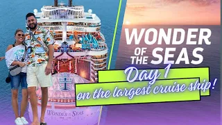 Boarding the WORLDS LARGEST CRUISE SHIP!! Day 1 2023 Wonder of the Seas!