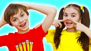 Head Shoulders Knees and Toes children song | Learn body parts Kids Songs with Nick and Poli