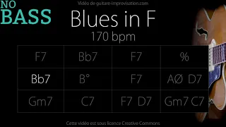 F Blues 170 bpm - NO BASS (Jazz/Swing feel) : Backing Track