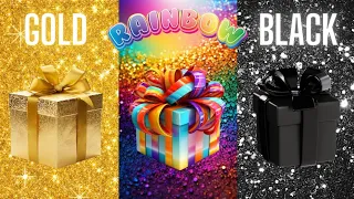 Choose your gift 🎁💝✨️🤮 || 3 gift box challenge Gold, Rainbow and Black #giftboxchallenge