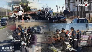 حملة أمنية قوية على الدراجات النارية وفرقة الدراجين دخلات للأعماق منطقة الرحمة لضبط المخالفين