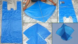 How to make kite with plastic bag 2 TAWA at home with flying test | diy with polypropylene bag