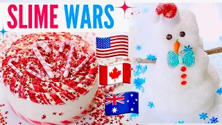 Christmas Slime Battle! USA VS Australia VS UK VS Canada Slime Package 100% Honest REVIEW SLIME WARS