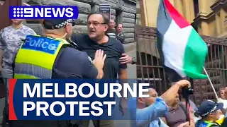 Gaza ceasefire protesters clash in Melbourne | 9 News Australia