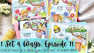 1 Set 4 Ways | Creating Four Cards using One Stamp Set | MFT Stamps | Copic Coloring