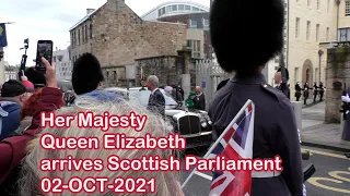 The Crown of Scotland and Her Majesty Queen Elizabeth arrive at Scottish Parliament October 2021