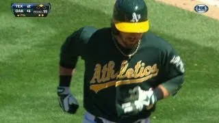 TEX@OAK: Sogard's squeeze bunt scores Callaspo