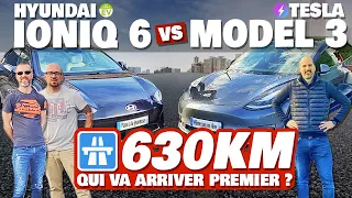 IONIQ 6 vs TESLA MODEL 3 LR : qui va arriver PREMIER après 630km ? 🏁 (feat @TESLAGeek )