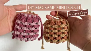 Diy Macrame Mini Pouch in Stripes Design | Airpods Case | Macrame Tutorial