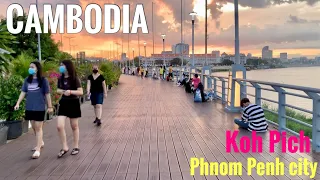 Walking tour - Koh Pich in Phnom Penh city of Cambodia / Traveling Sunday [30,May,2021]