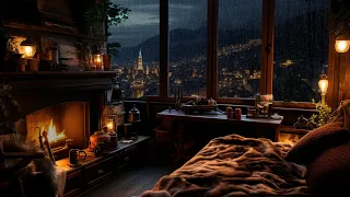 Fireplace And Rain Sounds | Calming Rain Sounds And Crackling Fireplace Lull You Into A Deep Sleep