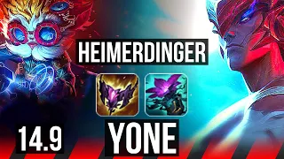 HEIMERDINGER vs YONE (TOP) | 59k DMG, 7 solo kills, 14/4/14, Dominating | EUW Master | 14.9