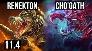 RENEKTON vs CHO'GATH (TOP) | 2000+ games, 8/1/2, 1.4M mastery, Godlike | KR Master | v11.4