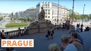 Prague, Czech Republic Walking Tour  - Wenceslas Square, The Powder Tower [4k Ultra HD 60fps]