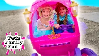 Elsa & Anna Bloopers, Outtakes and Behind the Scenes - Fun with Princess Carriage Power Wheels!