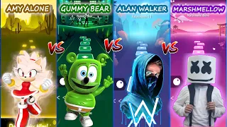 AMY ALAN WALKER vs GUMMY BEAR vs FADED vs MARSHMELOW | Tiles hop EDM Rush