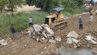 Really Great! New Project Make Road Cross the canal Technology Bulldozer Pushing Cut Off Dirt