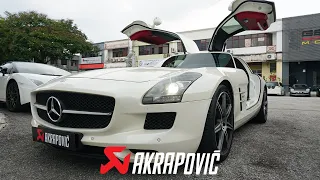 MERCEDES SLS AMG AKRAPOVIC EXHAUST | THE LAST GULL WING V8 AMG