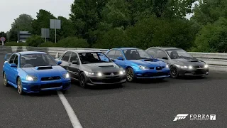 Forza 7 Drag race: Subaru Impreza WRX STi vs Mitsubishi Lancer Evolution MR Showdown.