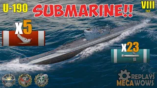 SUBMARINE U-190 5 Kills & 119k Damage | World of Warships Gameplay