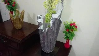 How to make cement flowerpot using towels or clothes | Cement craft ideas | cement flower pot