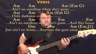 Ain't No Sunshine (Bill Withers) Bass Guitar Cover Lesson with Chords/Lyrics