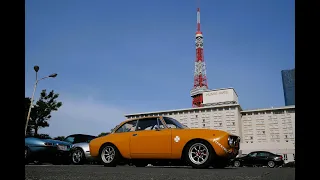 アルファロメオ ジュリア　早朝ドライブ Coffee & Cars 「英国スポーツ」見学