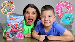 PLAYING DONUT DASH GAME with CALEB and MOMMy! WINNER GETS REAL DONUTS! Fun Family Game for KIDS