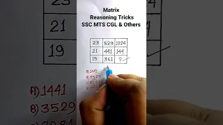 Matrix Reasoning in Hindi| Reasoning Classes| Reasoning for SSC CGL GD CHSL SET Exams | #shorts