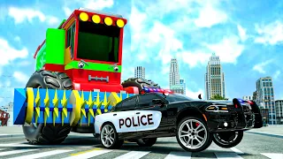Giant Monster Truck VS Police Cars | Wheel City Heroes (WCH) Police Truck Cartoon