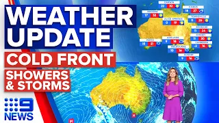 Cold front bringing rain, storms and winds in WA and Victoria | Weather | 9 News Australia