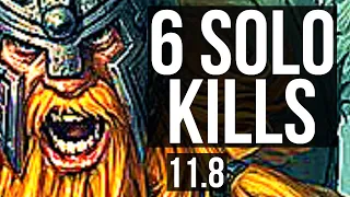 OLAF vs SHACO (JUNGLE) | 11/0/2, 6 solo kills, Legendary, 300+ games | KR Master | v11.8