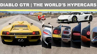 Forza Horizon 5 - Lamborghini Diablo GTR 1515Hp Vs The World's Hypercars | Drag Race Battle