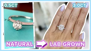 Ditching her Tiffany Ring for THIS | 3ct Lab Grown Cushion Cut Halo Diamond Ring